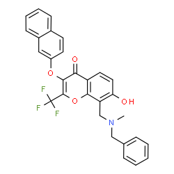 8-{[Benzyl(methyl)amino]methyl}-7-hydroxy-3-(2-naphthyloxy)-2-(trifluoromethyl)-4H-chromen-4-one结构式