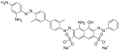 disodium 4-amino-3-[[4'-[(2,4-diaminophenyl)azo]-3,3'-dimethyl[1,1'-biphenyl]-4-yl]azo]-5-hydroxy-6-(phenylazo)naphthalene-2,7-disulphonate structure