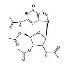 N2,O3',O5'-triacetyl-2'-acetylamino-2'-deoxy-guanosine结构式