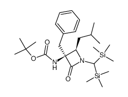 (3S,4R)-3-benzyl-1-[bis(trimethylsilyl)methyl]-3-tert-butoxycarbonylamino-4-isobutylazetidin-2-one Structure