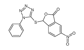 6-nitro-3-(1-phenyltetrazol-5-yl)sulfanyl-3H-2-benzofuran-1-one Structure