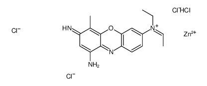 1,3-diamino-7-(diethylammonio)-4-methylphenoxazin-5-ium tetrachlorozincate(2-)结构式