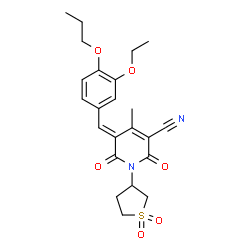 1-(1,1-dioxidotetrahydro-3-thienyl)-5-(3-ethoxy-4-propoxybenzylidene)-4-methyl-2,6-dioxo-1,2,5,6-tetrahydro-3-pyridinecarbonitrile structure