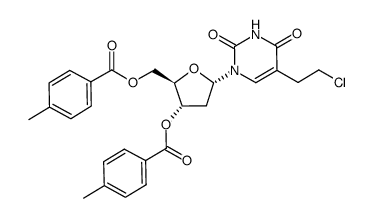 5-(2-chloroethyl)-1-(2-deoxy-3,5-di-O-p-toluoyl-α-D-erythro-pentofuranosyl)-1H,3H-pyrimidine-2,4-dione Structure