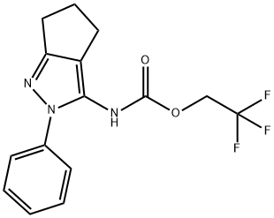 2,2,2-trifluoroethyl N-{2-phenyl-2H,4H,5H,6H-cyclopenta[c]pyrazol-3-yl}carbamate structure