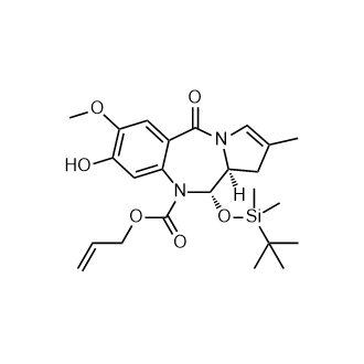 烯丙基(11S,11aS)-11-((叔丁基二甲基甲硅烷基)氧基)-8-羟基-7-甲氧基-2-甲基-5-氧代-11,11a-二氢-1H-苯并[e]吡咯并[1,2-a][1,4]二氮杂-10(5H)-羧酸盐结构式