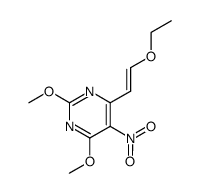 (E)-4-(2-ethoxyethenyl)-2,6-dimethoxy-5-nitropyrimidine结构式