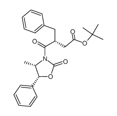 tert-butyl (R)-3-benzyl-4-((4S,5R)-4-methyl-2-oxo-5-phenyloxazolidin-3-yl)-4-oxobutanoate Structure