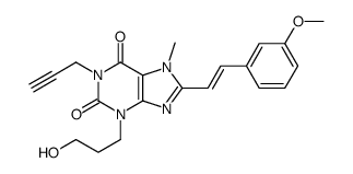 3-(3-hydroxypropyl)-8-[(E)-2-(3-methoxyphenyl)ethenyl]-7-methyl-1-prop-2-ynylpurine-2,6-dione Structure