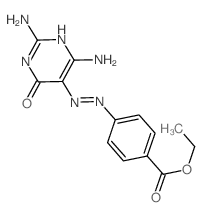 ethyl 4-[2-(2,4-diamino-6-oxo-pyrimidin-5-ylidene)hydrazinyl]benzoate structure