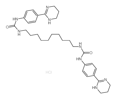 Urea, 1,1-decamethylenebis[3-[p-(1,4,5, 6-tetrahydro-2-pyrimidinyl)phenyl]-,dihydrochloride picture