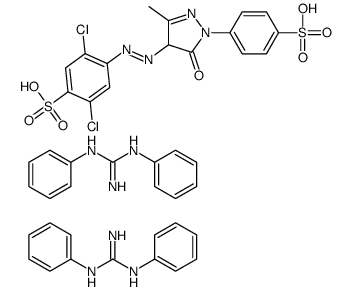 2,5-dichloro-4-[[4,5-dihydro-3-methyl-5-oxo-1-(4-sulphophenyl)-1H-pyrazol-4-yl]azo]benzenesulphonic acid, compound with N,N'-diphenylguanidine (1:2)结构式