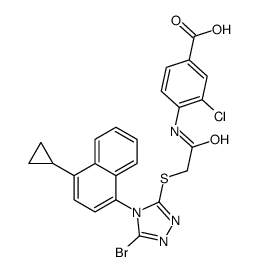 Benzoic acid, 4-[[2-[[5-bromo-4-(4-cyclopropyl-1-naphthalenyl)-4H-1,2,4-triazol-3-yl]thio]acetyl]amino]-3-chloro- picture