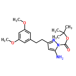 tert-butyl 5-amino-3-[2-(3,5-dimethoxyphenyl)ethyl]pyrazole-1-carboxylate structure