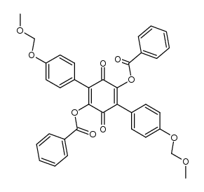 2,5-Dibenzoyloxy-3,6-di-(4-methoxymethoxy-phenyl)-[1,4]benzochinon结构式