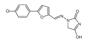 (E)-1-((5-(4-chlorophenyl)furan-2-yl)methyleneamino)imidazolidine-2,4-dione structure