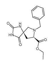 (2R,4R)-1-benzyl-2-ethoxycarbonylpyrrolidine-4-spiro-5'-hydantoin Structure