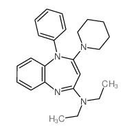 N,N-diethyl-2-phenyl-3-(1-piperidyl)-2,6-diazabicyclo[5.4.0]undeca-3,5,7,9,11-pentaen-5-amine structure