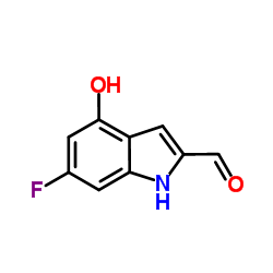 6-Fluoro-4-hydroxy-1H-indole-2-carbaldehyde结构式