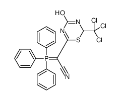 2-[4-oxo-2-(trichloromethyl)-2,3-dihydro-1,3,5-thiadiazin-6-yl]-2-(triphenyl-λ5-phosphanylidene)acetonitrile结构式