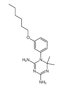 1-(3-(hexyloxy)phenyl)-6,6-dimethyl-1,6-dihydro-1,3,5-triazine-2,4-diamine Structure