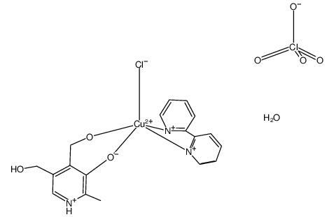 chloro(2,2'-bipyridyl)(pyridoxine)copper(II) perchlorate hydrate结构式