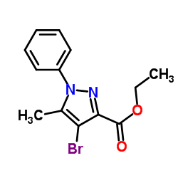 Ethyl 4-bromo-5-methyl-1-phenyl-1H-pyrazole-3-carboxylate结构式