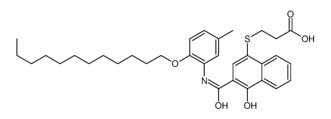 3-[3-(2-dodecyloxy-5-methylphenylcarbamoyl)-4-hydroxy-1-naphthylthio]propionic acid structure