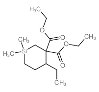 Silacyclohexane-3,3-dicarboxylicacid, 4-ethyl-1,1-dimethyl-, 3,3-diethyl ester结构式