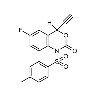 4-乙炔基-6-氟-1-甲苯磺酰基-1,4-二氢2H-苯并[d][1,3]噁嗪-2-酮结构式