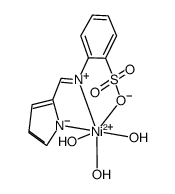 [Ni(II)(O-(N-α-pyrrolideneimino)benzene sulphonic acid)(H2O)3]结构式