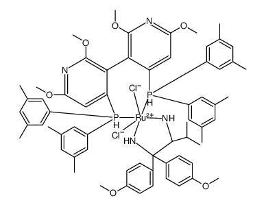 Ruthenium, [(3R)-4,4'-bis[bis(3,5-dimethylphenyl)phosphino-κP]-2,2',6,6'-tetramethoxy[3,3'-bipyridine]][(2R)-1,1-bis(4-methoxyphenyl)-3-methyl-1,2-butanediamine-κN1,κN2]dichloro-, (OC-6-14)结构式