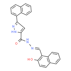 (E)-N-((2-hydroxynaphthalen-1-yl)methylene)-3-(naphthalen-1-yl)-1H-pyrazole-5-carbohydrazide结构式