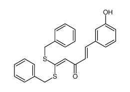 1,1-bis(benzylsulfanyl)-5-(3-hydroxyphenyl)penta-1,4-dien-3-one Structure