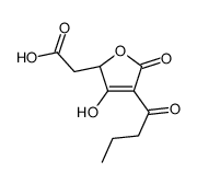 (2S)-4-Butyryl-3-hydroxy-5-oxo-2,5-dihydrofuran-2-acetic acid structure