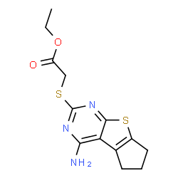 Ethyl [(4-amino-6,7-dihydro-5H-cyclopenta[4,5]thieno[2,3-d]pyrimidin-2-yl)sulfanyl]acetate structure