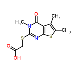 (3,5,6-TRIMETHYL-4-OXO-3,4-DIHYDRO-THIENO[2,3-D ]PYRIMIDIN-2-YLSULFANYL)-ACETIC ACID结构式