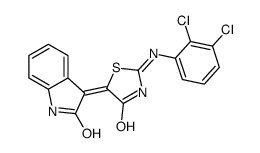 (5E)-2-(2,3-dichloroanilino)-5-(2-oxo-1H-indol-3-ylidene)-1,3-thiazol-4-one Structure