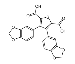 3,4-bis(1,3-benzodioxol-5-yl)thiophene-2,5-dicarboxylic acid Structure