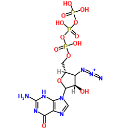 9-(3'-azido-3'-deoxy-beta-xylofuranosyl)guanine 5'-triphosphate structure