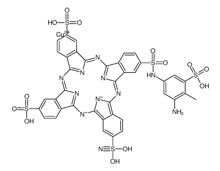 trihydrogen [22-[[(3-amino-5-sulpho-p-tolyl)amino]sulphonyl]-15-(sulphamoyl)-29H,31H-phthalocyanine-1,8-disulphonato(5-)-N29,N30,N31,N32]cuprate(3-) Structure