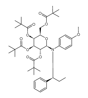 (S)-N-(4-methoxyphenyl)-N-(2,3,4,6-tetra-O-pivaloyl-β-D-galactopyranosyl)-(1-phenyl)propylamine Structure