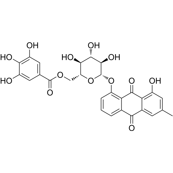 Chrysophanol 8-O-β-D-(6′-O-galloyl)glucopyranoside结构式