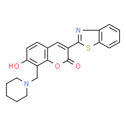 3-(benzo[d]thiazol-2-yl)-7-hydroxy-8-(piperidin-1-ylmethyl)-2H-chromen-2-one结构式