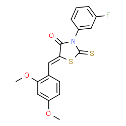 5-(2,4-dimethoxybenzylidene)-3-(3-fluorophenyl)-2-thioxo-1,3-thiazolidin-4-one结构式