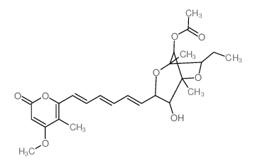 2H-Pyran-2-one,6-[(1E,3E,5E)-6-[(1S,3S,4S,5S,7R,8R)-8-(acetyloxy)-7-ethyl-4-hydroxy-1,5-dimethyl-2,6-dioxabicyclo[3.2.1]oct-3-yl]-1,3,5-hexatrien-1-yl]-4-methoxy-5-methyl-结构式