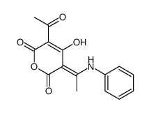 (5Z)-3-acetyl-5-(1-anilinoethylidene)-4-hydroxypyran-2,6-dione结构式