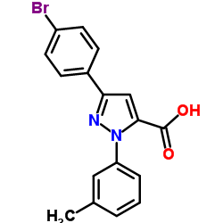 3-(4-BROMOPHENYL)-1-M-TOLYL-1H-PYRAZOLE-5-CARBOXYLIC ACID结构式