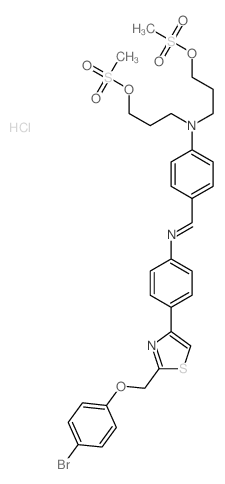 4-[[4-[2-[(4-bromophenoxy)methyl]-1,3-thiazol-4-yl]phenyl]iminomethyl]-N,N-bis(3-methylsulfonyloxypropyl)aniline structure