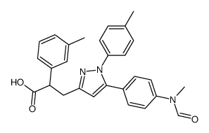 3-{5-[4-(Formyl-methyl-amino)-phenyl]-1-p-tolyl-1H-pyrazol-3-yl}-2-m-tolyl-propionic acid结构式